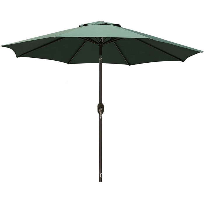 Umbrela rotunda de soare pentru terasa sau gradina, flippy, diametru 2.70 m, inaltime 2.80 m, 9 brate, manivela, diametru tija 35 mm, inclinare, verde