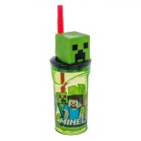 Pahar Plastic, Minecraft, 3D, Transparent Verde, Capacitate 0.36 L, Băieți, Oem