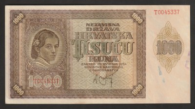 Croatia, 1000 kuna1941_aUNC-UNC_femeie croată T0045337 foto