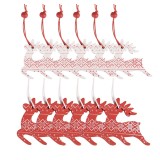 Cumpara ieftin Set 12 ornamente brad Reni lemn alb rosu 13x13x1 cm (12)