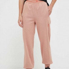 adidas by Stella McCartney pantaloni de trening din bumbac culoarea portocaliu, cu imprimeu