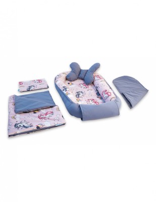 Set 5 piese Baby Nest din Bumbac, model gri unicorn foto