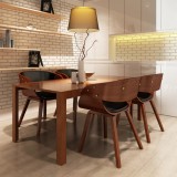 vidaXL Scaune de bucătărie 4 buc., maro, lemn curbat &amp; piele ecologică