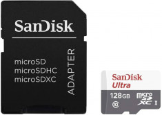 Card de memorie Sandisk Ultra 128GB MicroSDXC Clasa 10 UHS-I Tablet Packaging + Adaptor SD foto