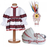 Set rochita traditionala fata, trusou botez landou si lumanare, decor national,