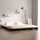 Cumpara ieftin Pat din paleți, negru, 120x200 cm, lemn masiv de pin