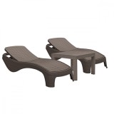 Cumpara ieftin Set șezlonguri de grădină Atlantic Duo cu masă Rosario cappuccino