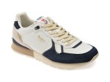 Pantofi sport PEPE JEANS albi, BRIT IVY, din piele ecologica