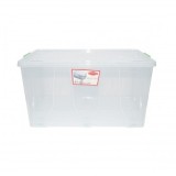 Cutie depozitare 120L cu capac si roti din plastic transparenta 800x515x420mm