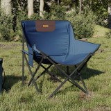 Set 2 Scaune Camping Pliabile Gossi, Albastru, Buzunar Lateral, Otel/Poliester, 59x54x67 cm, Max 120kg