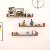 Set 3 rafturi de perete H&ouml;gan&auml;s, 90x15x12 cm, finisaj nuca