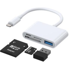 Adaptor Joyroom cu cititor de carduri SD/TF, USB OTG/USB type C - Lightning, Alb