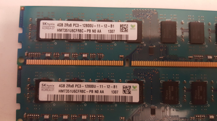 Kit 8 GB( 2 x 4 Gb ) SK HYNIX DDR 3 PC3-12800 1600 MHz , Memorie PC Desktop