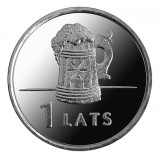 Letonia 1 Lats 2011 - Halbă de bere, Cupru-nichel, KM-119 UNC !!!, Europa