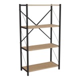 Bibliotecă Jackrey melamină stejar-metal negru 60x30x114cm