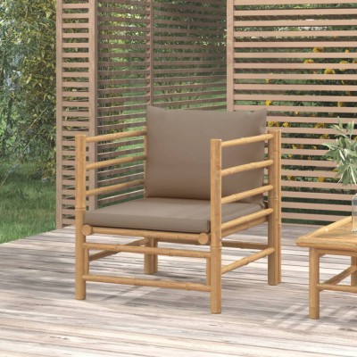 vidaXL Canapea de grădină cu perne gri taupe, bambus 362289 foto