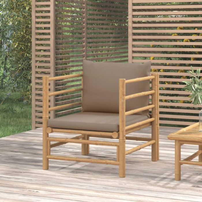 vidaXL Canapea de grădină cu perne gri taupe, bambus 362289