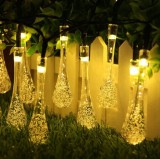 Ghirlanda solara decor exterior, 20 LED-uri forma lacrima, 3000K, 30 lm, baterie 600mAh, lungime totala 485 cm