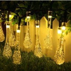 Ghirlanda solara decor exterior, 20 LED-uri forma lacrima, 3000K, 30 lm, baterie 600mAh, lungime totala 485 cm