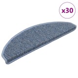 vidaXL Covorașe scări autoadezive, 30 buc. albastru 65x21x4 cm, sisal