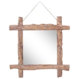 Cumpara ieftin Oglinda din busteni, natural, 70x70 cm, lemn de tec reciclat