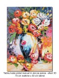 Cumpara ieftin Tablou pictat manual, Florile te asteapta pe tine, stilizat, 70x50cm ulei pe panza in cutit efect 3D