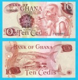 Ghana (pick 16) 10 Cedis 1978 UNC; Bărbat fum&acirc;nd o pipă