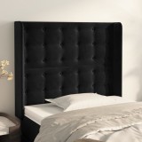 Gossi tablie de pat cu aripioare, negru, 83x16x118/128 cm, catifea