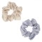 Elastice Păr Satinate, Set 2 Bucăți, Lila și Ecru, Accesorii Femei