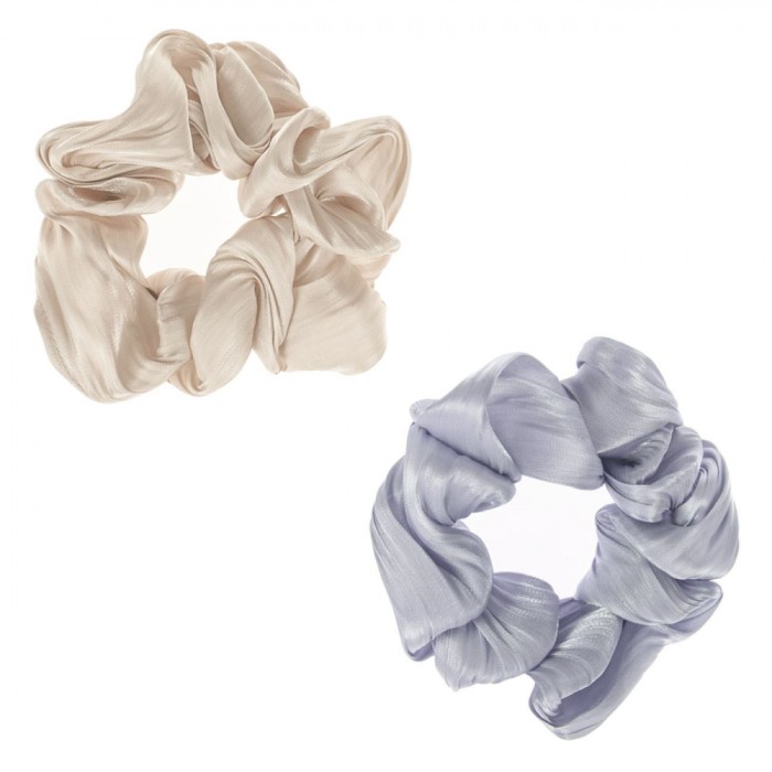 Elastice Păr Satinate, Set 2 Bucăți, Lila și Ecru, Accesorii Femei