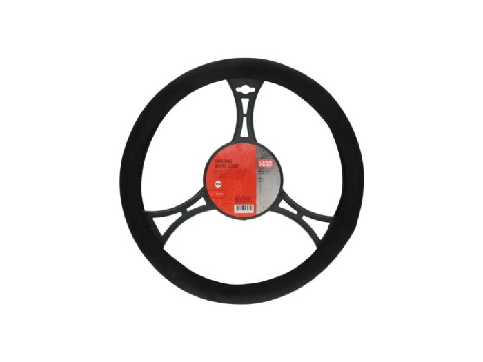 Husa volan Carpoint , material cauciucat aspect piele intoarsa, culoare negru, diametru 37-39cm