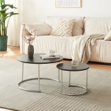 Set 2 buc masute cafea masuri diferite NEU Titanic negru culoarea cromului [en.casa] HausGarden Leisure, [en.casa]