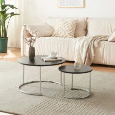 Set 2 buc masute cafea masuri diferite NEU Titanic negru culoarea cromului [en.casa] HausGarden Leisure foto