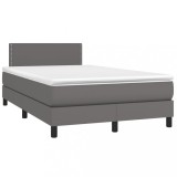 Cumpara ieftin Pat box spring cu saltea, gri, 120x190 cm, piele ecologica