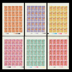 1991 Romania - 6 Coli de 25 timbre Campionatele de Atletism Tokyo, LP 1268 MNH