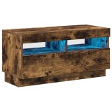 Cumpara ieftin Comoda TV cu lumini LED, stejar fumuriu, 80x35x40 cm