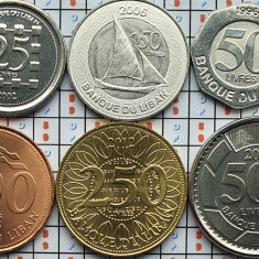set 6 monede Liban 25, 50, 50, 100, 250, 500 livres 1996 - 2012 UNC - A039