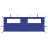Perete lateral foisor cu ferestre, 6x2 m, albastru