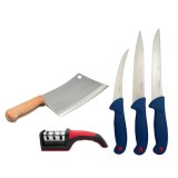 Set 3 cutite profesionale de macelarie,satar macelar + ascutitor universal de cutite