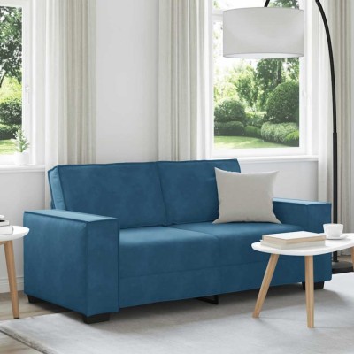 vidaXL Canapea cu 2 locuri, albastru, 140 cm, catifea 4105029 foto