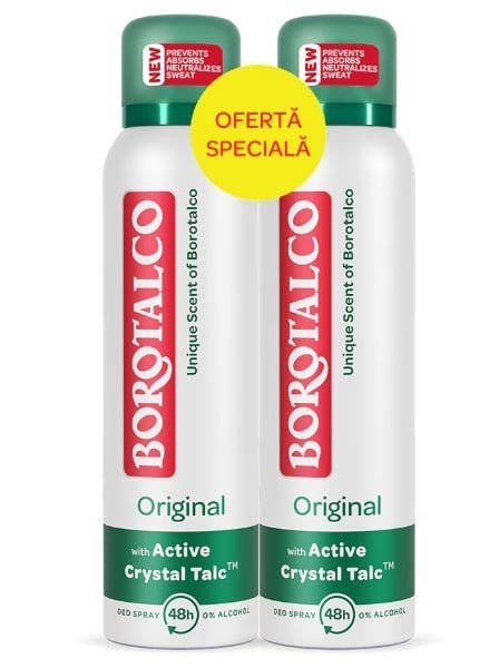 Pachet 2 x Deodorant Spray Borotalco Original 150 ml