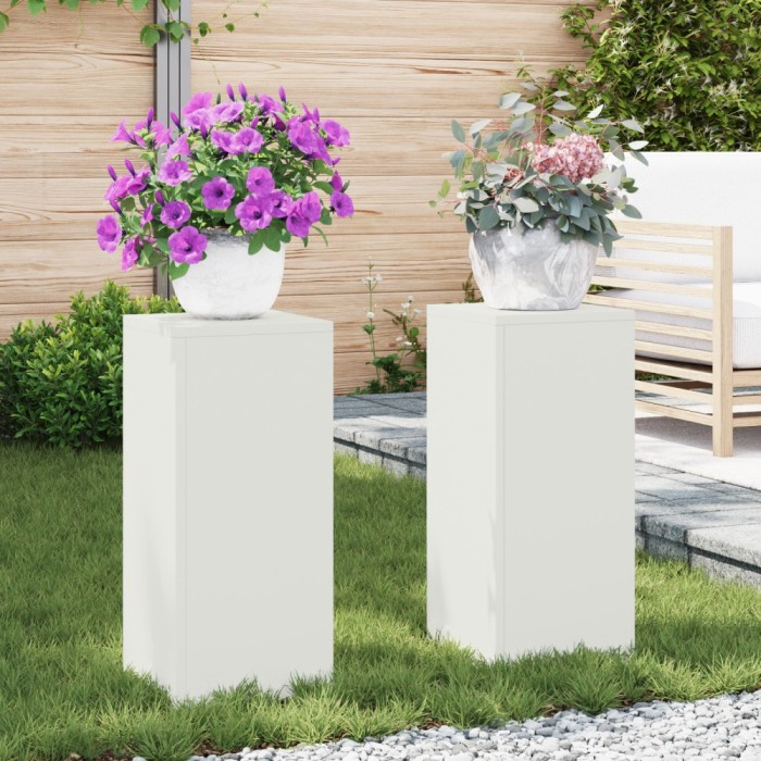 vidaXL Suporturi pentru plante 2 pcs Alb 24 x 24 x 55 cm Oțel