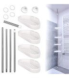 Raft de colt telescopic pentru dus cu 4 polite, 320 cm