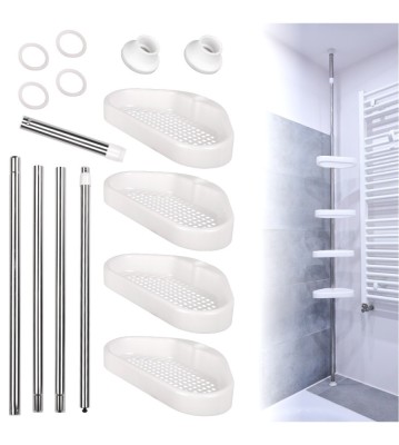 Raft de colt telescopic pentru dus cu 4 polite, 320 cm foto