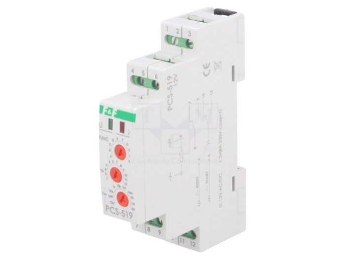 Timer DPDT 12V pentru șină DIN