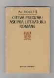 bnk ant Al Rosetti - Cateva precizari asupra literaturii romane