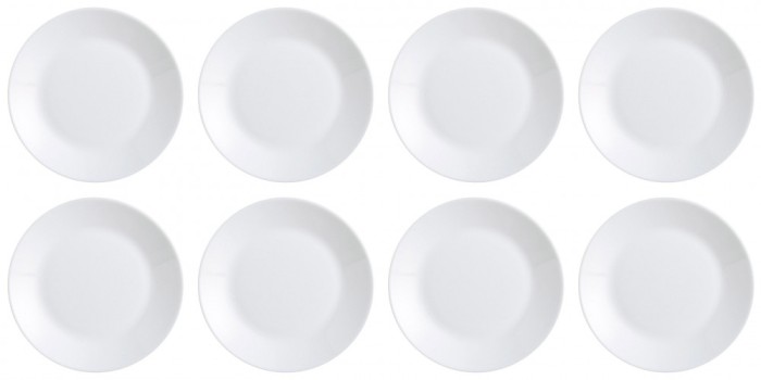 Set farfurii 8 piese din Opal, Albe, diametru 25 cm
