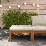 vidaXL Taburet Picioare Acacia, Perna Alb Crem, 65x65x29cm, Exterior