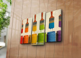 Set 3 tablouri decorative, 3PATK-85, Canvas, 20 x 39 cm, 2 piese, Multicolor, Canvart