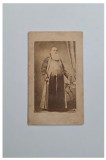 Fotografie rara de colectie CDV, Portret intreg Andrei Saguna (1808-1873), Atelier necunoscut (probabil Sibiu sau Brasov), Transilvania, Romania, 1870